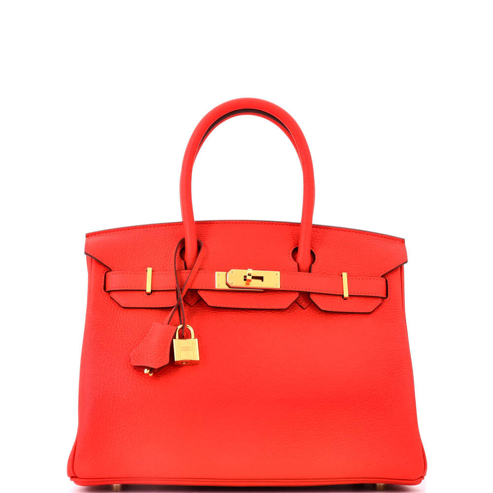 Hermes Birkin 30 Red Clemence with Gold Hardware